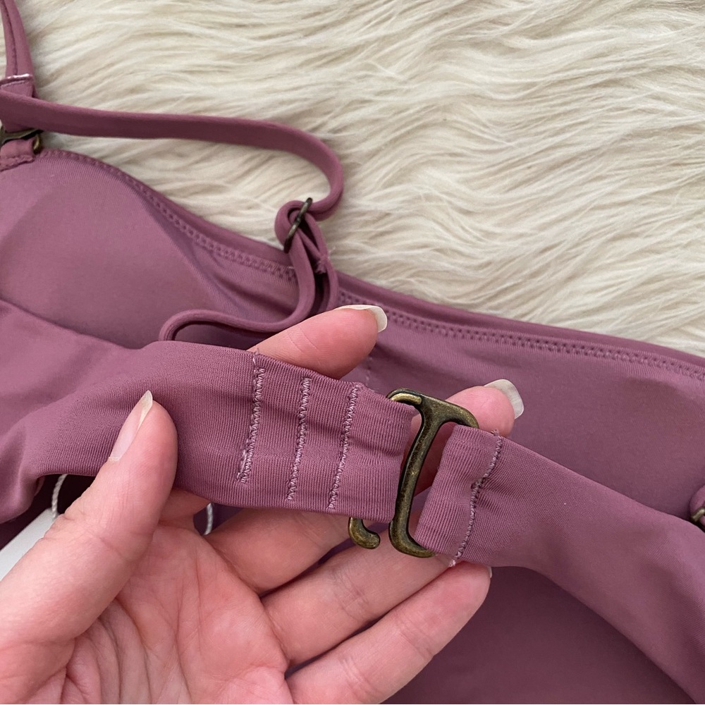 Andie Bora Bora Bandeau Bikini Top Swimsuit Purple Cactus Flower Straight Neck - Picture 9 of 13